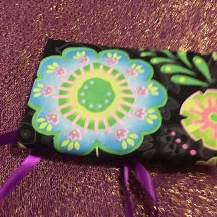Tarot Card and Oracle Card Wrap Clutch Bag - Padded - Keepsafe - Bright Flowers with Purple Ribbon