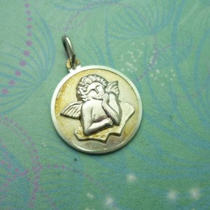 Vintage Sterling Silver Dangle Charm - Angel round