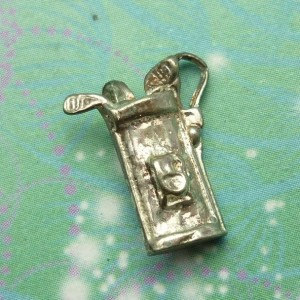 Vintage Sterling Silver Dangle Charm - Golf clubs small