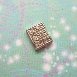 Letter E - Silver Sparkling - Charm for Lockets - Charm for Memory Lockets