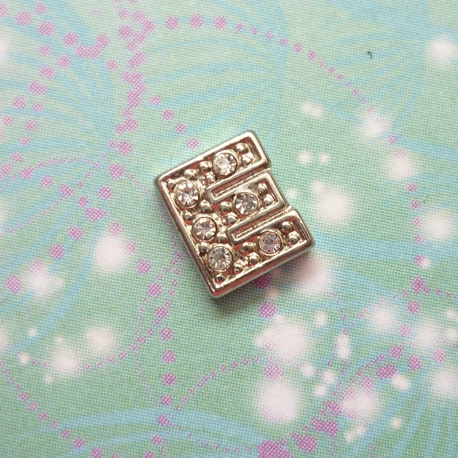 Letter E - Silver Sparkling - Charm for Lockets - Charm for Memory Lockets