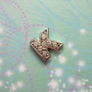 Letter K - Silver Sparkling - Charm for Lockets - Charm for Memory Lockets