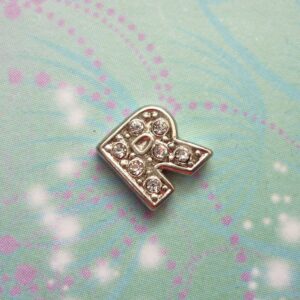 Letter R - Silver Sparkling - Charm for Lockets - Charm for Memory Lockets
