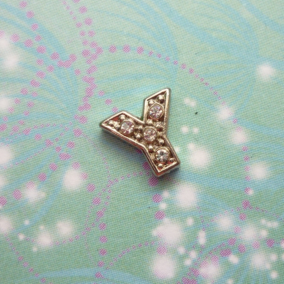 Letter Y - Silver Sparkling - Charm for Lockets - Charm for Memory Lockets