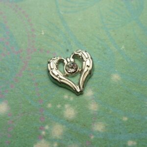 Angel Wings Heart with Jewel - Charm - Charm for Memory Lockets