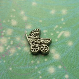 Baby Carriage Antique Silver - Charm for Memory Lockets