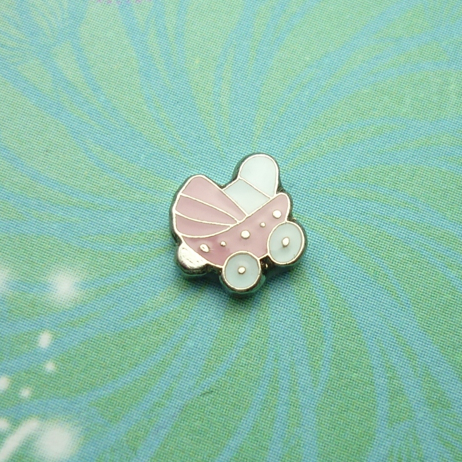 Baby Pram - Pink - Charm - Charm for Memory Lockets