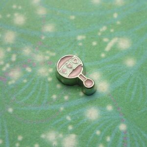 Baby Rattle - Pink - Charm for Memory Lockets