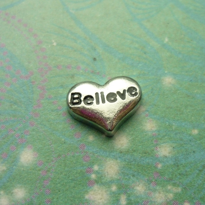 Believe Heart Silver - Charm for Memory Lockets