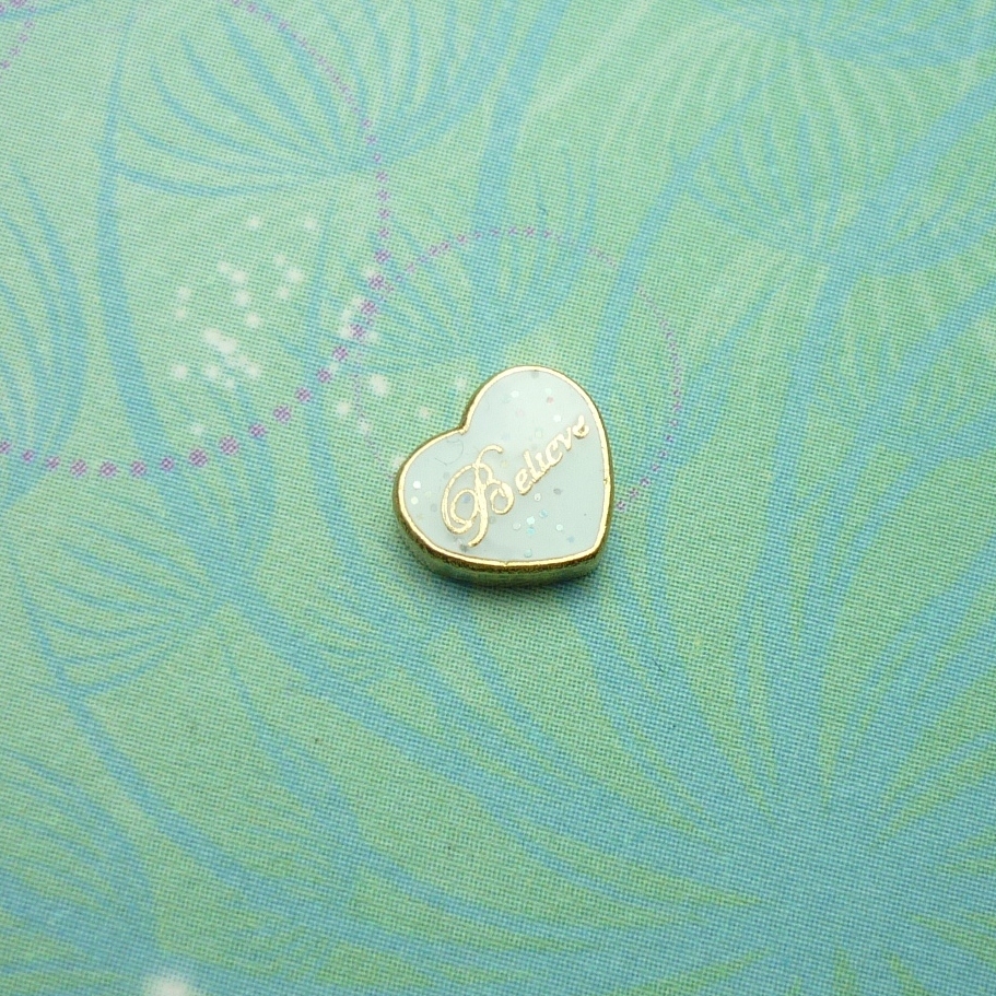 Believe Heart Charm - White - Charm for Memory Lockets