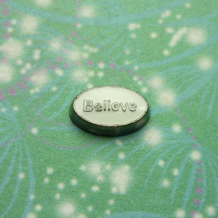 Believe word on white charm - Charm for Memory Lockets