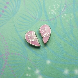 Best Friends Heart Charm Set of 2 Halves in Pink - Charm for Memory Lockets