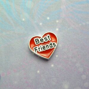 Best Friends Red & Silver Heart - Charm for Memory Lockets