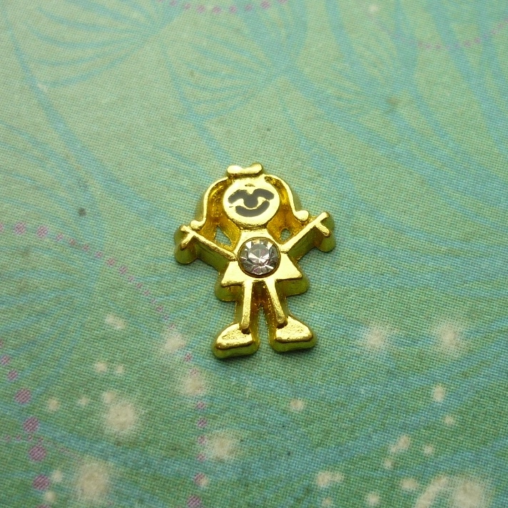 Birthsone Girl Gold Bigger - April - Charm for Memory Lockets