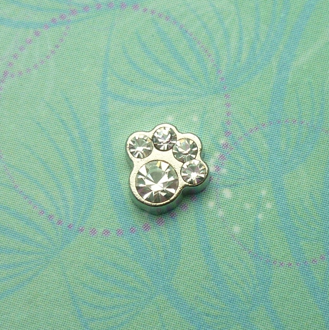 Birthstone - April - Paw - Charm for Memory Lockets