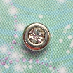 Birthstone-April-Silver-Round-Crystal - Charm for Memory Lockets