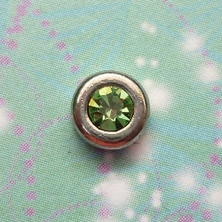 Birthstone-August-Silver-Round-Crystal - Charm for Memory Lockets