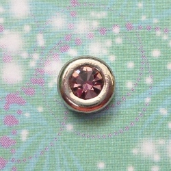 Birthstone-June-Silver-Round-Crystal - Charm for Memory Lockets