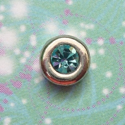 Birthstone-March-Silver-Round-Crystal - Charm for Memory Lockets