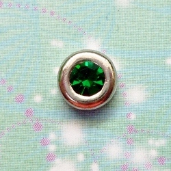 Birthstone-May-Silver-Round-Crystal - Charm for Memory Lockets