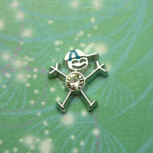 Birthstone - Silver Boy Bigger - April - Charm for Memory Lockets