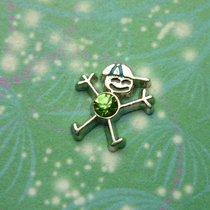 Birthstone - Silver Boy Bigger - August - Charm for Memory Lockets