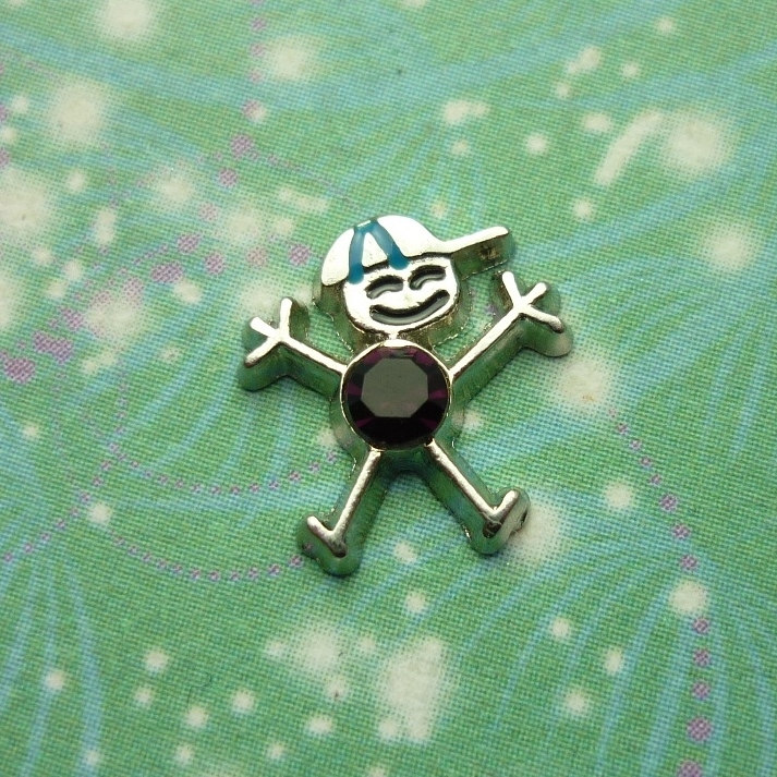 Birthstone - Silver Boy Bigger - February - Charm for Memory Lockets