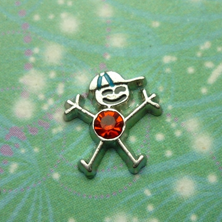 Birthstone - Silver Boy Bigger - July - Charm for Memory Lockets