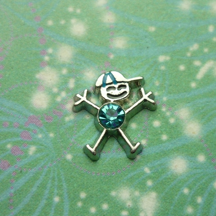 Birthstone - Silver Boy Bigger - March - Charm for Memory Lockets