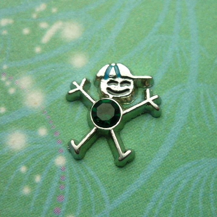 Birthstone - Silver Boy Bigger - May - Charm for Memory Lockets