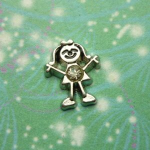 Birthstone - Silver Girl Bigger - Arpil - Charm for Memory Lockets