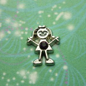 Birthstone - Silver Girl Bigger - January - Charm for Memory Lockets