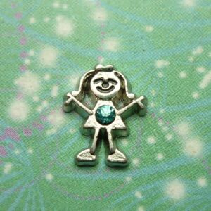 Birthstone - Silver Girl Bigger - March - Charm for Memory Lockets