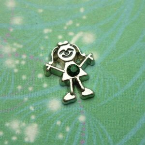 Birthstone - Silver Girl Bigger -  May - Charm for Memory Lockets