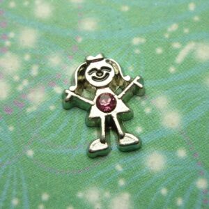 Birthstone - Silver Girl Bigger - October - Charm for Memory Lockets