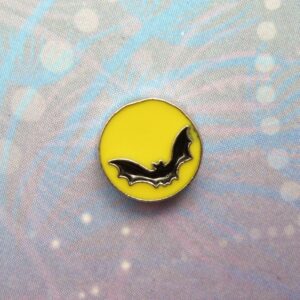 Black Bat on Yellow Moon - Charm for Memory Lockets