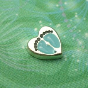 Blue Baby Feet Heart - Charm for Memory Lockets