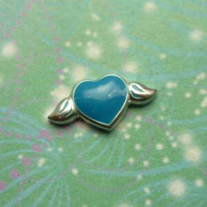 Blue Heart with Wings - Charm for Memory Lockets