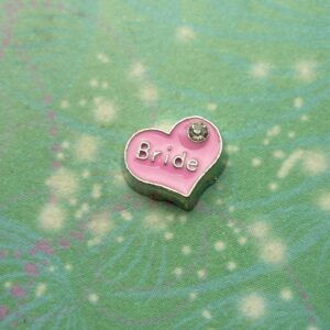Bride Heart Pink Charm - Charm for Memory Lockets