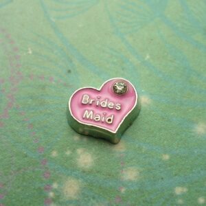 Brides Maid Pink Heart Charm - Charm for Memory Lockets