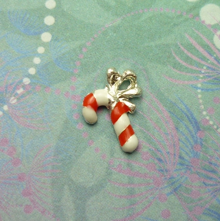 Candy Cane with Bow Charm - Charm for Memory Lockets