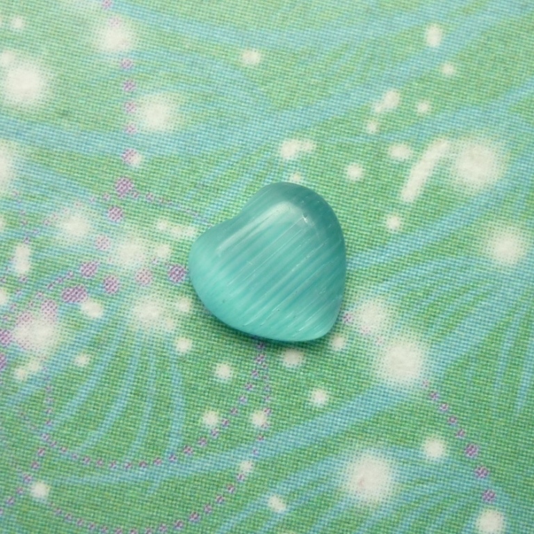 Cats Eye Heart - Light Blue - Charm for Memory Lockets