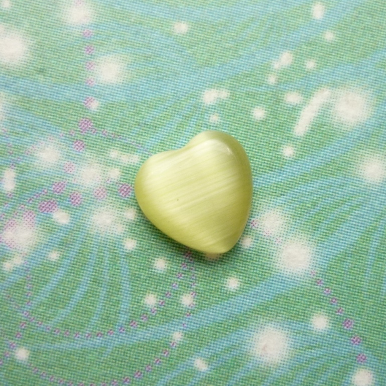 Cats Eye Heart - Yellow - Charm for Memory Lockets