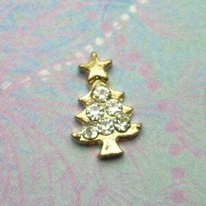 Christmas Tree Gold with Jewels - Charm for Memory Lockets