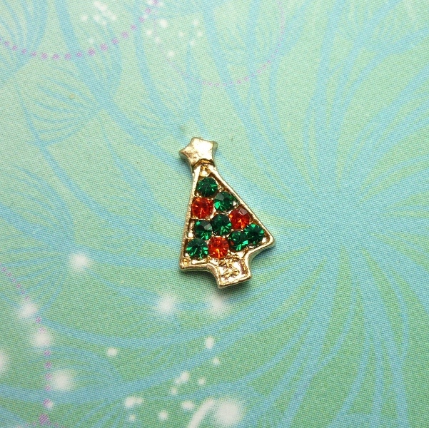 Christmas Tree Jewelled Charm - Charm for Memory Lockets
