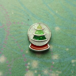 Christmas Tree Snow Globe - Red Base - charm for floating story lockets - Charm for Memory Lockets