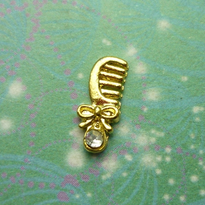 Gold Hair Comb - Charm - Charm for Memory Lockets