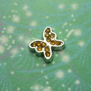 Coloured CZ Butterfly Necklace - Amber - Charm for Memory Lockets