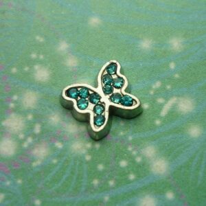 Coloured CZ Butterfly Necklace - Aqua Blue - Charm for Memory Lockets