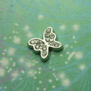 Coloured CZ Butterfly Necklace - Diamond - Charm for Memory Lockets